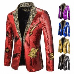 men Blazer Shiny Sequin Shawl Collar suit Men Wedding Groom Singer Prom Glitter Suit Jacket DJ Club Stage Men suit c2f3#