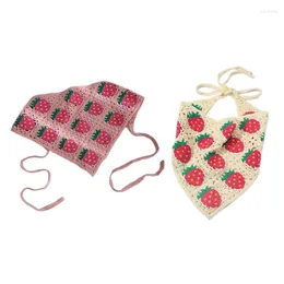 Scarves Girls Strawberry Pattern Hair Kerchief Crochet Bandana Tie Back For Head