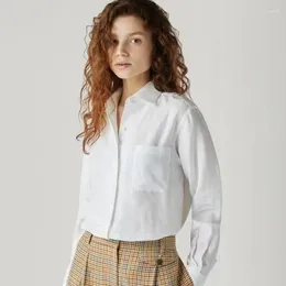 Women's Blouses 2024 Women Four Seasons Classic Linen Long Sleeve Solid Colour Shirt