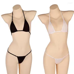 Women's Swimwear Anime Sexy Mini Halter Bandage Bikini Set Women Underwear See Through Swimsuit Low Waist Girls Night Backless Lingerie