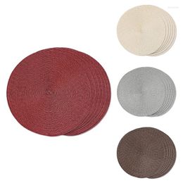 Table Mats JFBL Round Braided Placemats Set Of 6 For Dining Tables Woven Washable Non-Slip Place 15 Inch