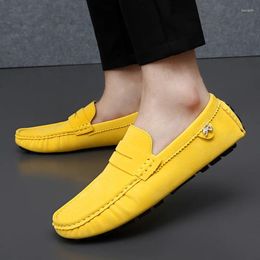 Casual Shoes Fashion England Gentleman Men Business Formal Dress Colourful Pink Yellow Wedding Groom Moccasin Party Evening