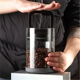 Jars Coffee Beans Glass Cans Vented and Vacuum Sealed Coffee Beans Clear Container Fresh Keeping Tank Moisture Proof Storage