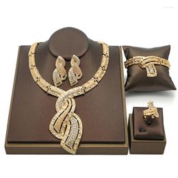 Necklace Earrings Set Longqu Dubai 18k Gold Plated Woman Fashion African Nigerian Bridal Wedding Sets Jewellery Wholesale