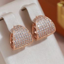 Dangle Earrings JULYDREAM Full Zircon Curved Triangle Large Hoop 585 Gold Colour Women Luxury Wedding Jewellery Personality Ear