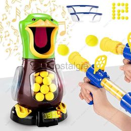 Intelligence toys Novelty Hungry Shooting Duck Toys Air Powered Gun Safety Soft Bullet Electronic Scoring Battle Hit Me Game Gifts for Kids 24327