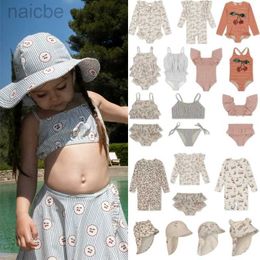One-Pieces Girls Swimsuit 2024 Summer New Printing Fashion Sarong Girls One-piece Swimsuit Quick-dry Sunscreen Beach Long-sleeved Swimsuit 24327