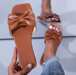 Slippers Slippers Spring/Summer 2018 New Outdoor Plain Bow Anti slip Beac Womens Casual Full Size Fashion Sandals H240326G1CZ