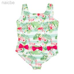 One-Pieces Kavkas Kids Girls Swimsuit Bow Cute Animal Printed One Piece Summer Chilren Swimwear 1-6 Years Infant Bath Swimming 24327