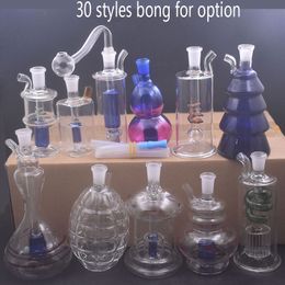 2pcs 30 Styles Fot Option Mini Glass Oil Burner Bong Bubbler Smoking Water Pipe Dab Rig Bong Ash Catcher Hookah with 10mm Male Oil Burner Pipe and Hose Cheapest Price