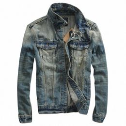 spring and autumn old men's denim jacket youth Korean versi of the slim jacket stretch men's denim clothes gown tide e70l#