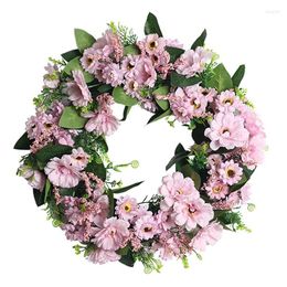 Decorative Flowers YO-Artificial Small Daisy Wreath For Front Door Window Wall Wedding Party Venue Layout Props Farmhouse Garden Home