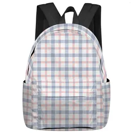 Backpack Plaid Geometric Weave School Bags For Teenager Girls Bookbag Men Backbag Shoulder Bag Laptop Mochila