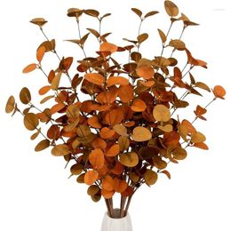 Decorative Flowers Fall Eucalyptus Leaves Artificial Stems Leaf Spray Autumn Decorations For Home Floral Arrangement