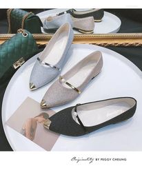 Casual Shoes Beaded Low-heeled Women's 2024 Spring Autumn Pointed Petal Peas Single Adult Ladies Shiny Flat SHW129