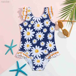 One-Pieces Summer Childrens Swimsuit New Girls One Piece Swimsuit Childrens Ruffle Edge Small Fresh Quick Drying Hot Spring Vacation 24327