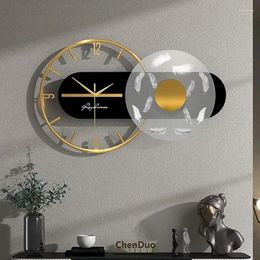 Wall Clocks Large Metal Gold Luxury Big Size 3d Clock For Living Room Decoration Stylish With Light Gift Led Modern Design