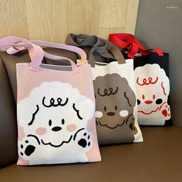 Storage Bags Korean Style Cute Sheep Knitted Shoulder Bag Cartoon Fashion Large Capacity Totes Hand Carrying Women