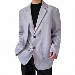 iefb Korean Suit Jacket Trend Men's New Fi Double Layer Spliced Niche Design Clothing Casual Autumn Male Blazers 9C1406 09AW#