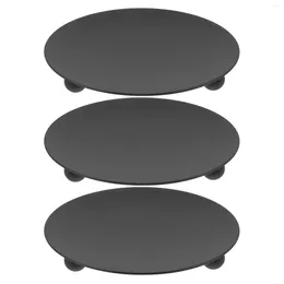 Candle Holders 3 Pcs Soap Holder Iron Candlestick Round Black Dining Table Pillar Plates Centrepiece Tray