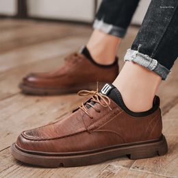 Casual Shoes Men's Footwear Leather All-match Business For Men 2024 Brand High Quality Oxford Lace Up Dress