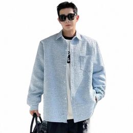 iefb Lapel Male Shirt Jackets Korean Stylish Pocket Solid Color Men Short Coats Casual Men's Clothing Spring New Trendy 9C4483 f6J3#