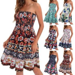 Casual Dresses Women Resort Dress Off-shoulder Printed Bohemian Floral Off Shoulder Summer For A-line Knee Length
