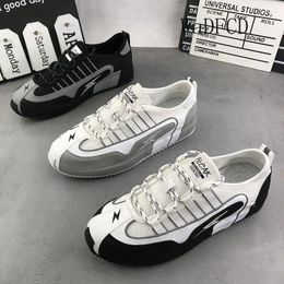 Casual Shoes Chunky Sneakers Men Cover Bottom Board Fashion Leather Mesh Breathable Increased Internal Platform Running