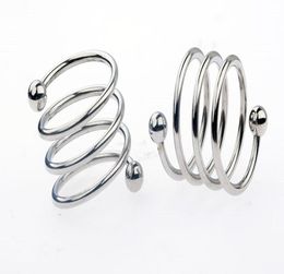 5 Size Screw Type Male Stainless Steel Penis Delayed Gonobolia Ring With Two Beads Metal Cock Ring Glans Jewelry Adult Sex Toy5027069