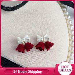 Stud Earrings Jin Xiang Fashion And Beautiful Fashionable Bowknot Wine Red Simple Versatile