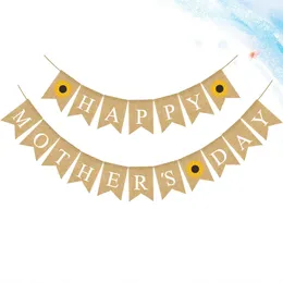 Party Decoration 1 Set Happy Mothers Day Banner Sunflower Letter Words Printed Linen Garland Po Prop Wall Background Decor For Mom