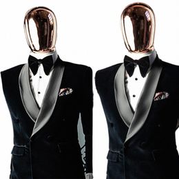 new Men's Suits Tailored 2 Pieces Veet Blazer Pants Sheer Satin Lapel One Butt Tuxedo Wedding Formal Custom Made Plus Size S2Tp#