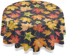 Table Cloth Beautiful Autumn Pattern Watercolour Colourful Printed Lace Round Tablecloth 60 Inch For Kitchen Picnic