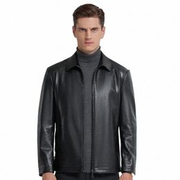 yn-335 Men's Lapel Jacket Natural Leather Jacket Spring and Autumn Sheepskin Jacket Men 42B8#