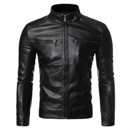 2024 Spring Men Leather Coat Zipper Korean Fi Leather Sheepskin Men Leather Jacket Trend Casual Fit Slim Baseball Clothes Z9DR#