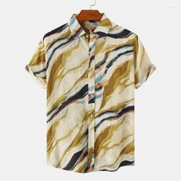 Men's Casual Shirts 3d Printed Colourful Pigment Shirt Harajuku Fashion Summer Street Short Sleeves Tops Loose Button Blouse