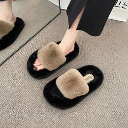 Slippers Advanced Mao Slipper Women's Wearing 2024 Autumn And Winter Internet Red Lazy Wind House Cotton