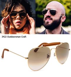 JackJad Vintage Classic 3422 OUTDOORSMAN CRAFT Style Leather Sunglasses 2021 Brand Optical Glass Lens Sun Glasses De Sol 2202165440161