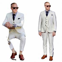 white New Design Men's Suits Tailored 3 Pieces Blazer Vest Pants Single Breasted Wedding Peaked Lapel Custom Made Plus Size q5HC#