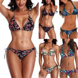 High Quality Womens Designer Swimwear Sexy Bikinis 2024 New Fashion Womens Swimwear Women Bandage Bikini Set Push Up Brazilian Flower Printed Beachwear Two Pi