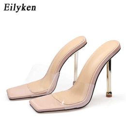 Slippers Slippers Eilyken Summer Womens Outdoor Transparent PVC Jelly Sandals Fasion Open Toe Tin igeels Party Soes H2403263KPT