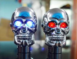 Shift Lever Knob Manual Shifter Gear Universal Skull Head LED light Blue Red3465976