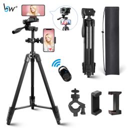 Tripods Cell Phone Tripod Lightweight Camera Tripods for Xiaomi HUAWEI iPhone with 2 Universal Phone Holders Bluetooth Remote Carry Bag