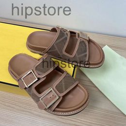 Men Women Sandals Designer Beach Canvas Slides Shoes Rubber Soles Double Strap Flat Buckle Slippers Mule Shoes Leather Summer Flip Flops NO394