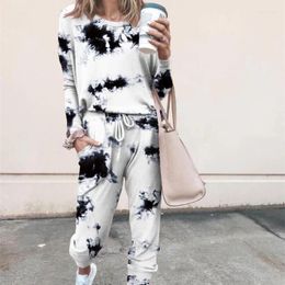 Women's Two Piece Pants Western Autumn And Winter Printing Casual Long-sleeved Sports Suit