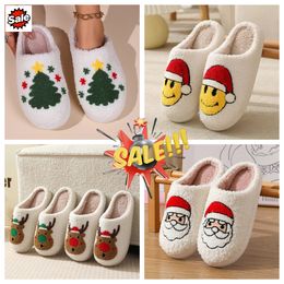 New Comfortable Home Cute Cartoon Santa Claus Winter Cotton Slippers Couples Warm Cotton GAI soft Fluffy House cute Christmas Designer 36- 45 Elk