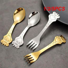 Forks 1/2/5PCS Dessert Spoon Environmental Protection Versatile Easy To Clean Safe For Children. Interesting Design Fruit Fork Silver