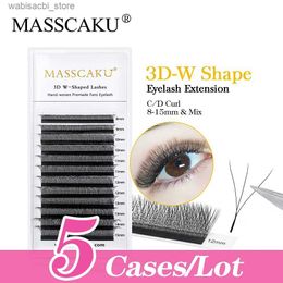 False Eyelashes 5case/lot MASSCAKU 0.07 C D L LC LD Mixed Length Eyelash 3D W Shape Premade Volume Fan Lashes Natural Soft Lash Extension24327