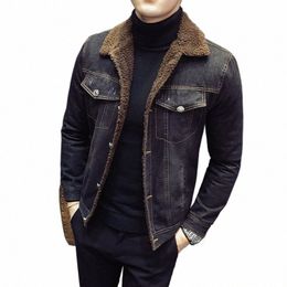 2021 Autunm And Winter Men's lamb veet light denim jacket slim jacket Denim Jacket Veet Jean Coat Mens Casual Denim Outwear 53YJ#