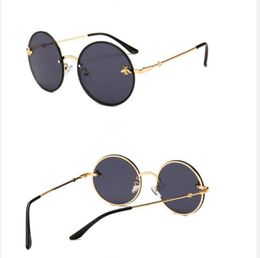 Sunglasses Luxury Round Bee Women Men Retro Brand Designer Metal Frame Oversized Sun Glasses Female Grandient Shades OculosSunglas9464914